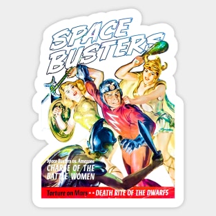 Battle Women Space Mars  Retro Busters Cover 1952 Vintage Comic Sticker